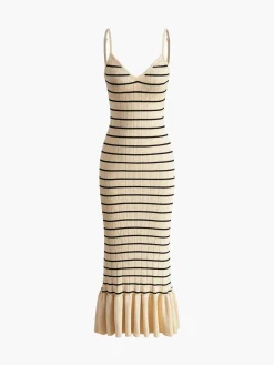 Ruffle Striped Sweater Cami Dress Sweater Dresses|Cocktail & Party Dresses