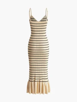 Ruffle Striped Sweater Cami Dress Sweater Dresses|Cocktail & Party Dresses