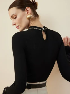 Sale Ruffle-Cuff  Cutout Slim Blouse Blouses & Shirts|Tops