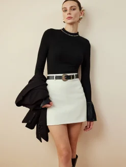 Sale Ruffle-Cuff  Cutout Slim Blouse Blouses & Shirts|Tops
