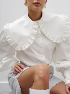 Ruffled Collar Long Sleeve Shirt Blouses & Shirts|Tops