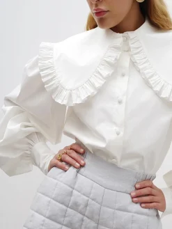 Ruffled Collar Long Sleeve Shirt Blouses & Shirts|Tops