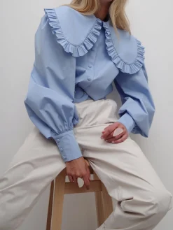Ruffled Collar Long Sleeve Shirt Blouses & Shirts|Tops