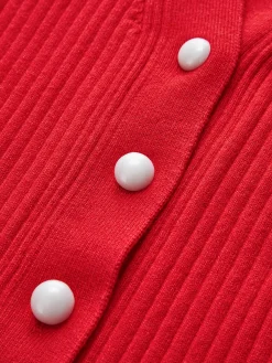 Hot Ruffled Trim Pearl Button Long Sleeve Cardigan Cardigans|Sweaters & Cardigans