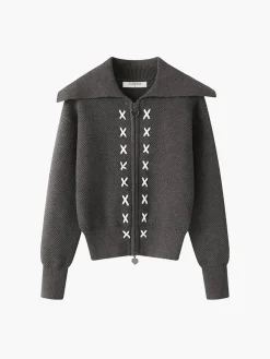 Best Sailor Collar Two-Way Zipper Cardigan Cardigans|Sweaters & Cardigans