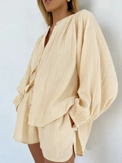 Clearance Santorini Textured Two Piece Shorts Set Shorts Sets|Shorts