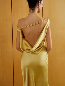 Outlet Satin Backless Sleeveless Long Dress Casual Dresses|Cocktail & Party Dresses