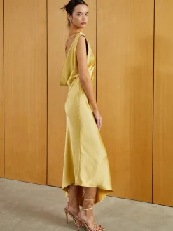 Outlet Satin Backless Sleeveless Long Dress Casual Dresses|Cocktail & Party Dresses