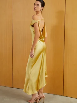 Outlet Satin Backless Sleeveless Long Dress Casual Dresses|Cocktail & Party Dresses