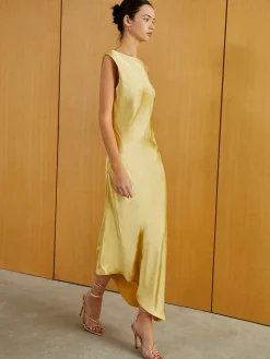 Outlet Satin Backless Sleeveless Long Dress Casual Dresses|Cocktail & Party Dresses