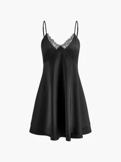 Hot Satin Backless V-Neck Dress White Dresses|Casual Dresses