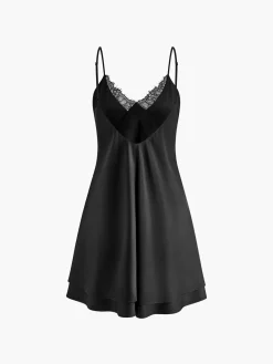 Hot Satin Backless V-Neck Dress White Dresses|Casual Dresses