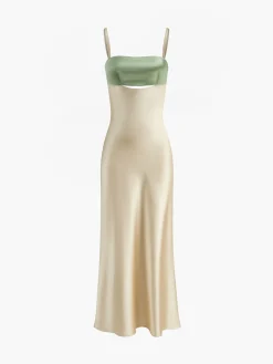 New Satin Cutout Zipper Long Dress Cocktail & Party Dresses|Summer Dresses