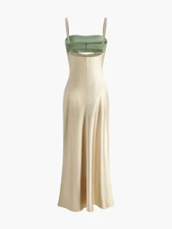 New Satin Cutout Zipper Long Dress Cocktail & Party Dresses|Summer Dresses