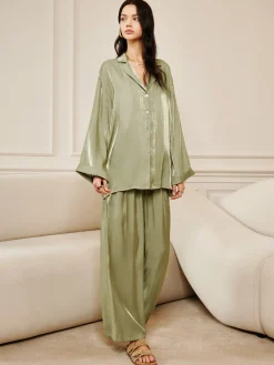 Online Satin Draped Pants Set Pants Sets|Long Sleeve Sets