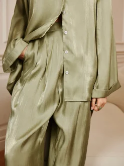 Online Satin Draped Pants Set Pants Sets|Long Sleeve Sets