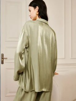 Online Satin Draped Pants Set Pants Sets|Long Sleeve Sets