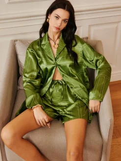 Satin Drawstring Shorts Set Shorts Sets|Long Sleeve Sets