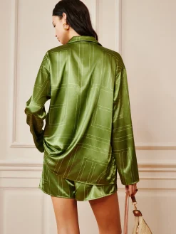 Satin Drawstring Shorts Set Shorts Sets|Long Sleeve Sets