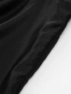 Sale Satin Knotted Doule Pockets Open Back Pleated Mini Dress Black Dresses|Cocktail & Party Dresses