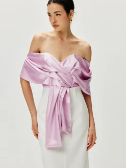 Discount Satin Pleated Off Shoulder Top Tank Tops & Camis|Tops