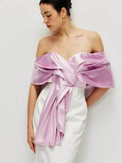 Discount Satin Pleated Off Shoulder Top Tank Tops & Camis|Tops