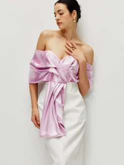Discount Satin Pleated Off Shoulder Top Tank Tops & Camis|Tops