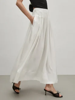 Satin Pleated Zipper Skirt Skirts|Bottoms