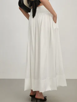 Satin Pleated Zipper Skirt Skirts|Bottoms