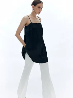 Discount Satin Sleeveless Solid Loose Tank Top Tank Tops & Camis|Tops