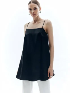 Discount Satin Sleeveless Solid Loose Tank Top Tank Tops & Camis|Tops