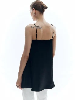 Discount Satin Sleeveless Solid Loose Tank Top Tank Tops & Camis|Tops