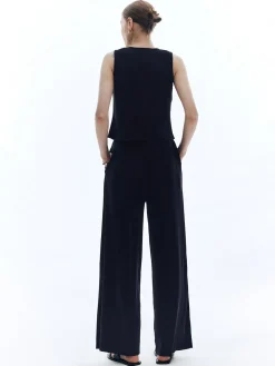 Discount Satin Solid V-Neck Pants Set Pants Sets|Matching Sets