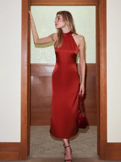 Best Satin Split Halter Dress Cocktail & Party Dresses|Summer Dresses