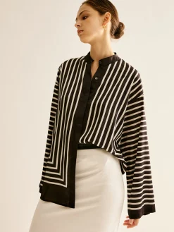 Sale Satin Striped Button Cozy Shirt Blouses & Shirts|Tops