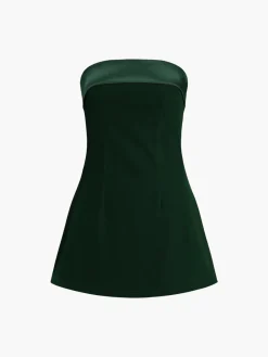 Outlet Satin Velvet Strapless Short Dress Black Dresses|Cocktail & Party Dresses