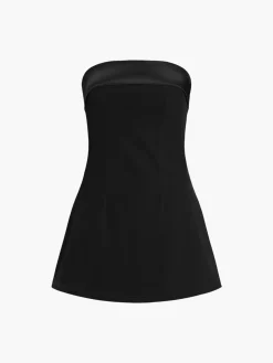 Outlet Satin Velvet Strapless Short Dress Black Dresses|Cocktail & Party Dresses