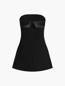 Outlet Satin Velvet Strapless Short Dress Black Dresses|Cocktail & Party Dresses