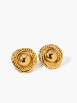 Clearance Screw Thread Round Earrings Earrings|Accessories