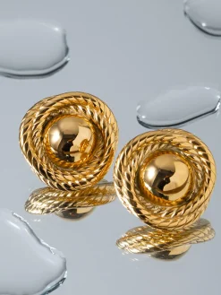 Clearance Screw Thread Round Earrings Earrings|Accessories
