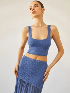Outlet Sea Breeze Crop Knit Top Sweater Tops|Sweaters & Cardigans