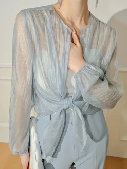 Hot See Through Long Sleeve Button Shirt Blouses & Shirts|Tops