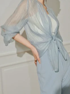 Hot See Through Long Sleeve Button Shirt Blouses & Shirts|Tops