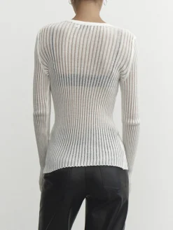 See Through Ribbed Mesh Top Sweater Tops|Sweaters & Cardigans