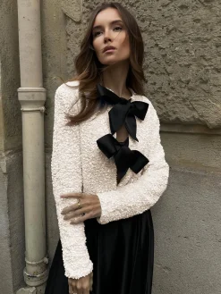 Discount Sequined Velvet Bowknot Decor Blouse Blouses & Shirts|Tops