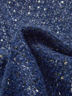 Outlet Sequins Button Belted Tweed Vest Outerwear|Vests