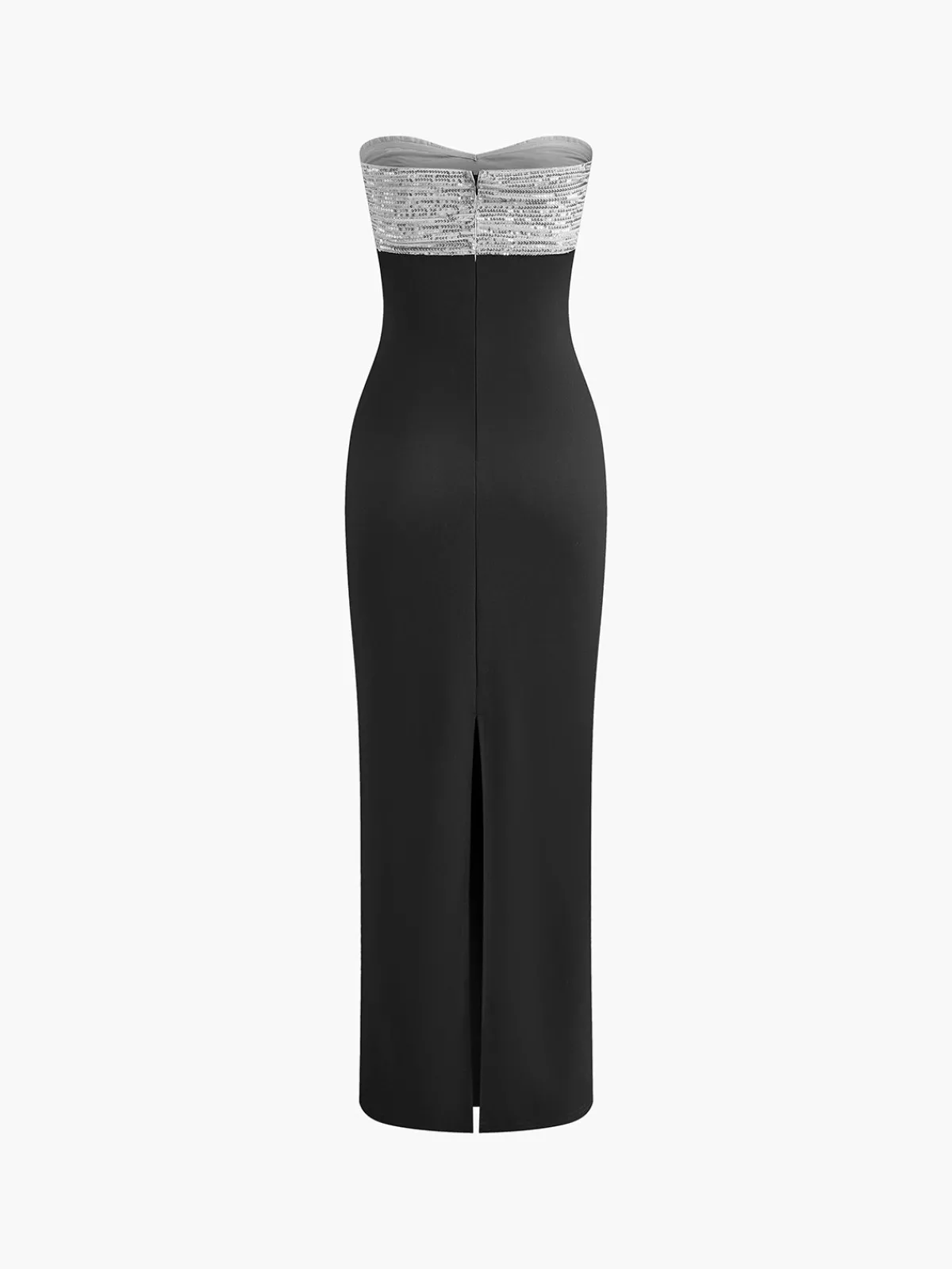 Outlet Sequins Color Block Tube Long Dress Black Dresses|Cocktail & Party Dresses