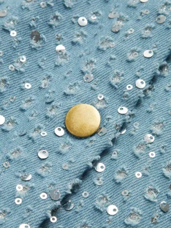 New Sequins Decor Crop Jacket Outerwear|Crop Tops