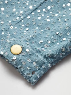 New Sequins Decor Crop Jacket Outerwear|Crop Tops