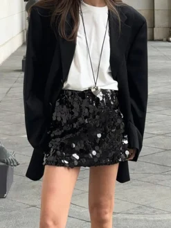 Clearance Sequins Decor Mini Skirt Skirts|Bottoms